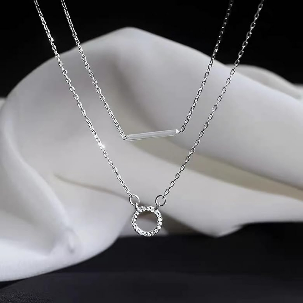Dainty Double Layer Silver Necklace